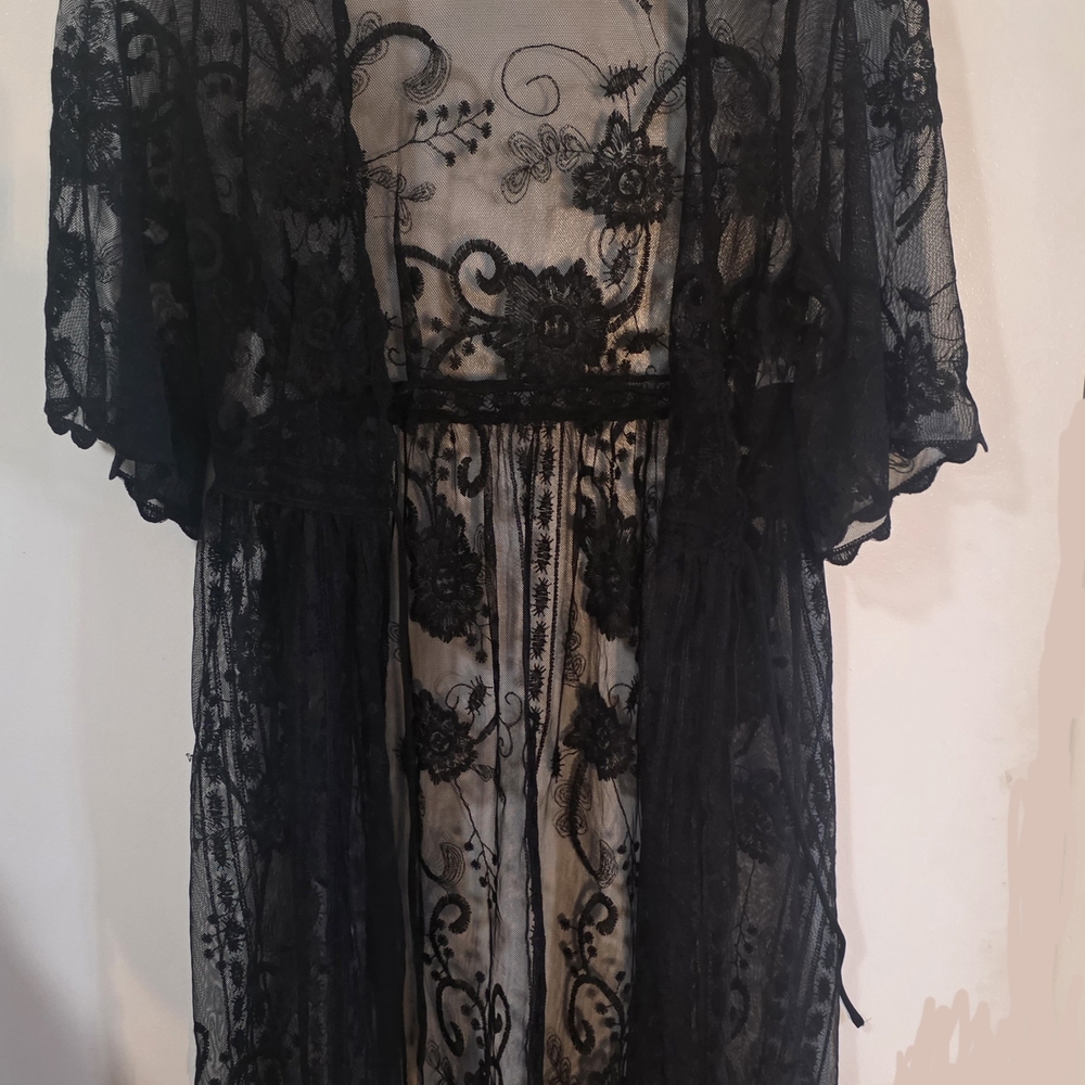 Haute Monde Black Lace Overlay Dress